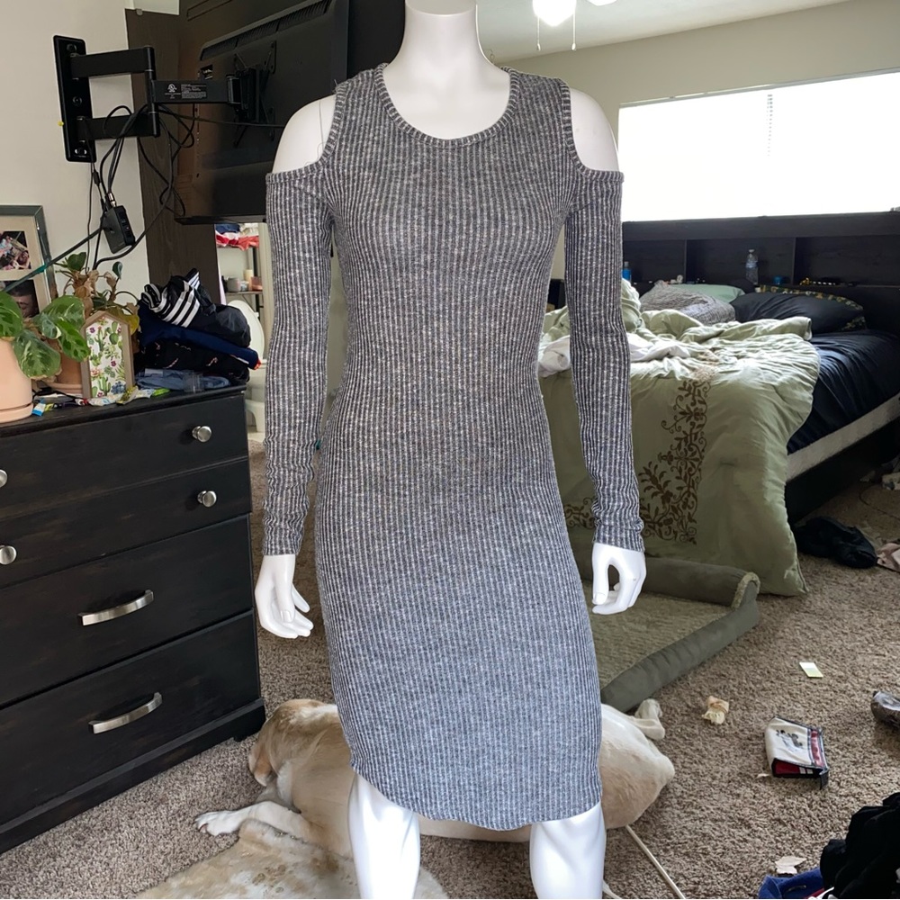 Open Shoulder Long Sleeve Dress
